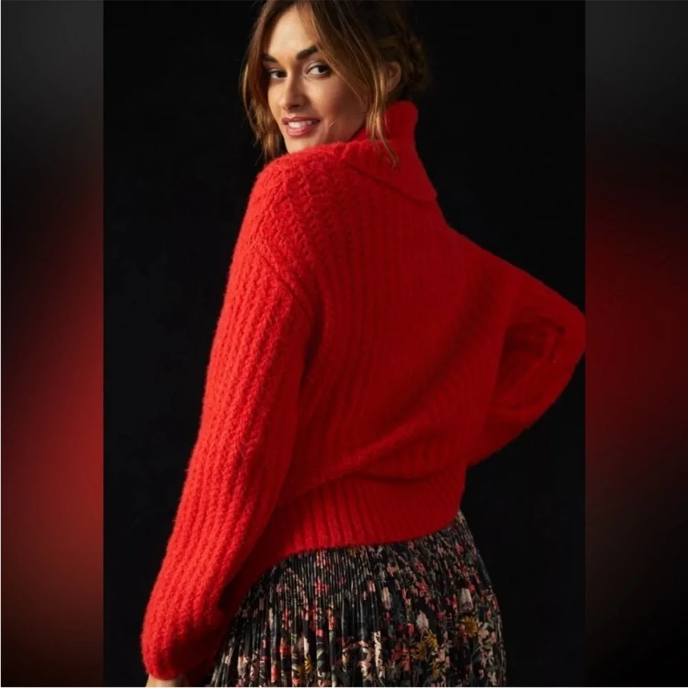 Anthropologie Maeve Cowl Neck Fuzzy Sweater
